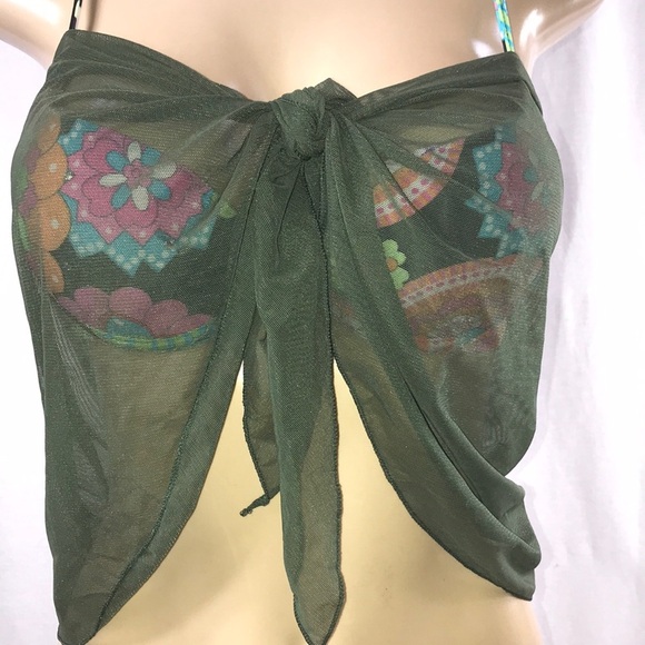Zuliana Green Mesh Short Sarong. Made in USA New With Tags - Picture 1 of 4